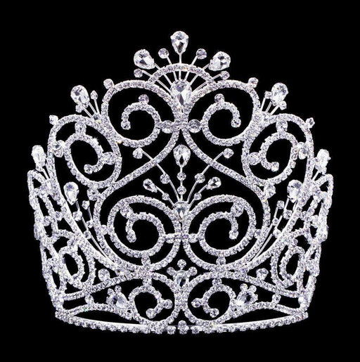 Tiaras & Crowns over 6" #16803 - Brocade Flourish Tiara with Combs - 8"