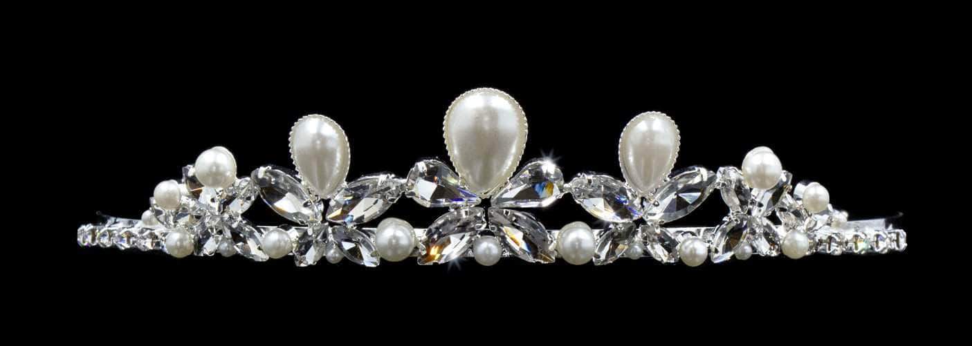 Tiaras up to 1.25 " #16564 - Butterfly Pearl Tiara with Combs
