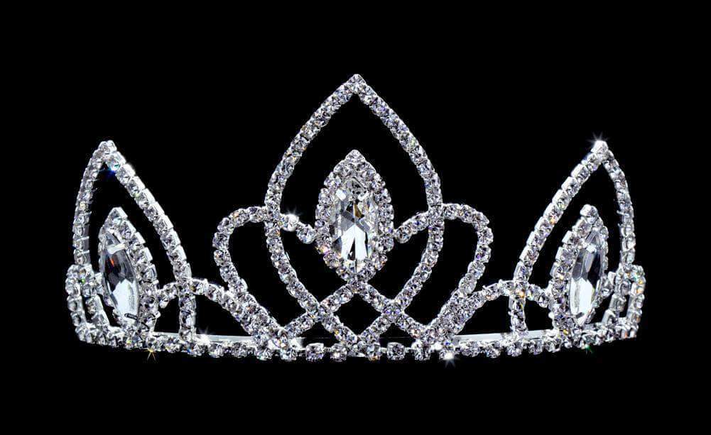 Tiaras up to 3" #16651 - Vaulted Navette Tiara with Combs - 3"