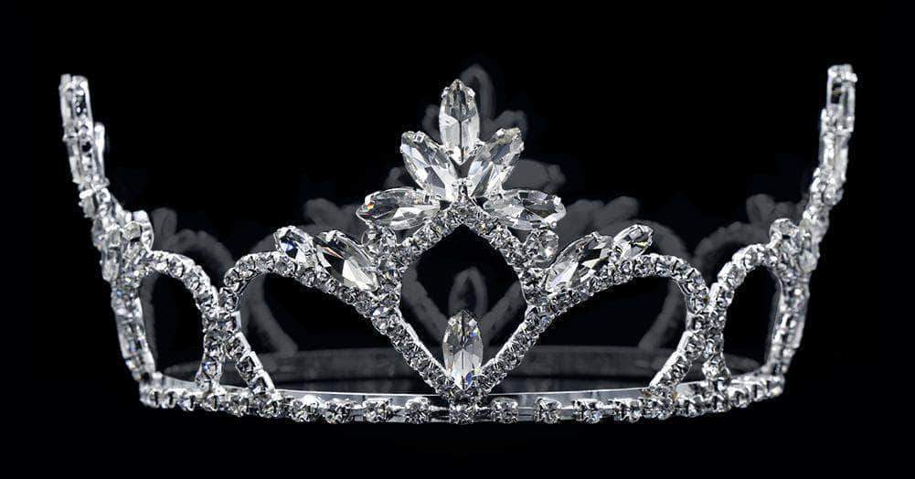 Tiaras up to 3" #16666 - Flaired Navette Fixed Crown with Rings - 2.5" Tall