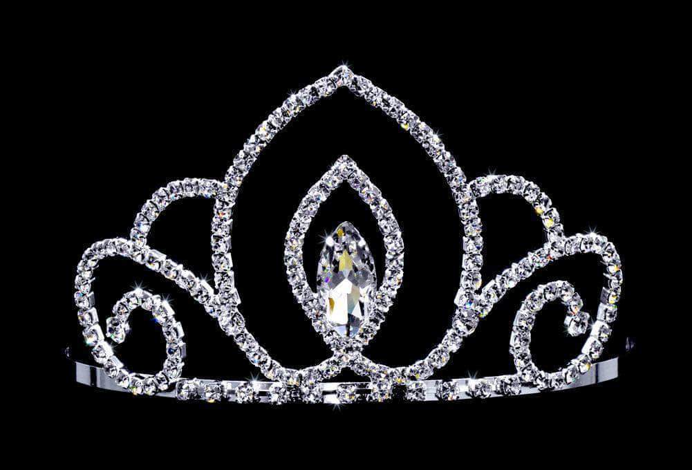Tiaras up to 3" #16742 - Vaulted Navette Swirl Tiara with Combs - 3"