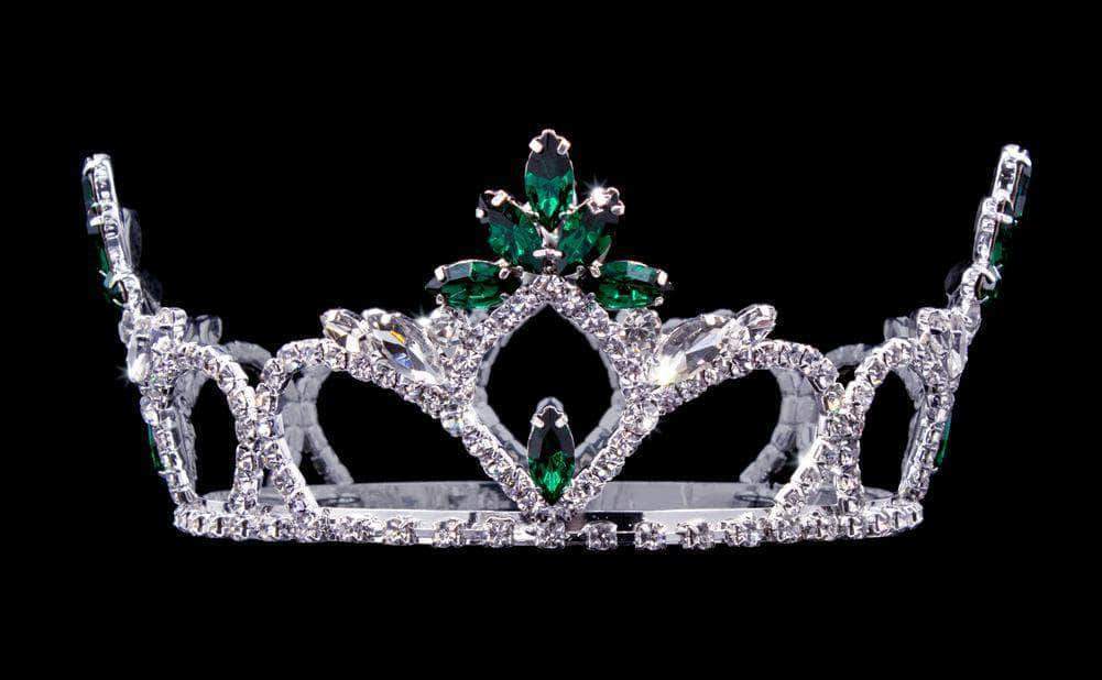 Tiaras up to 3" #16880 - Forestry Flaired Navette Fixed Crown with Rings - 2.5" Tall
