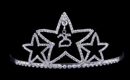 Tiaras up to 3" #17083 - Star - 25th Anniversary or Birthday Tiara with Combs