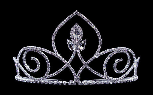 Tiaras up to 4" #14085 PointedNavette Tiara with Combs - 3.25"